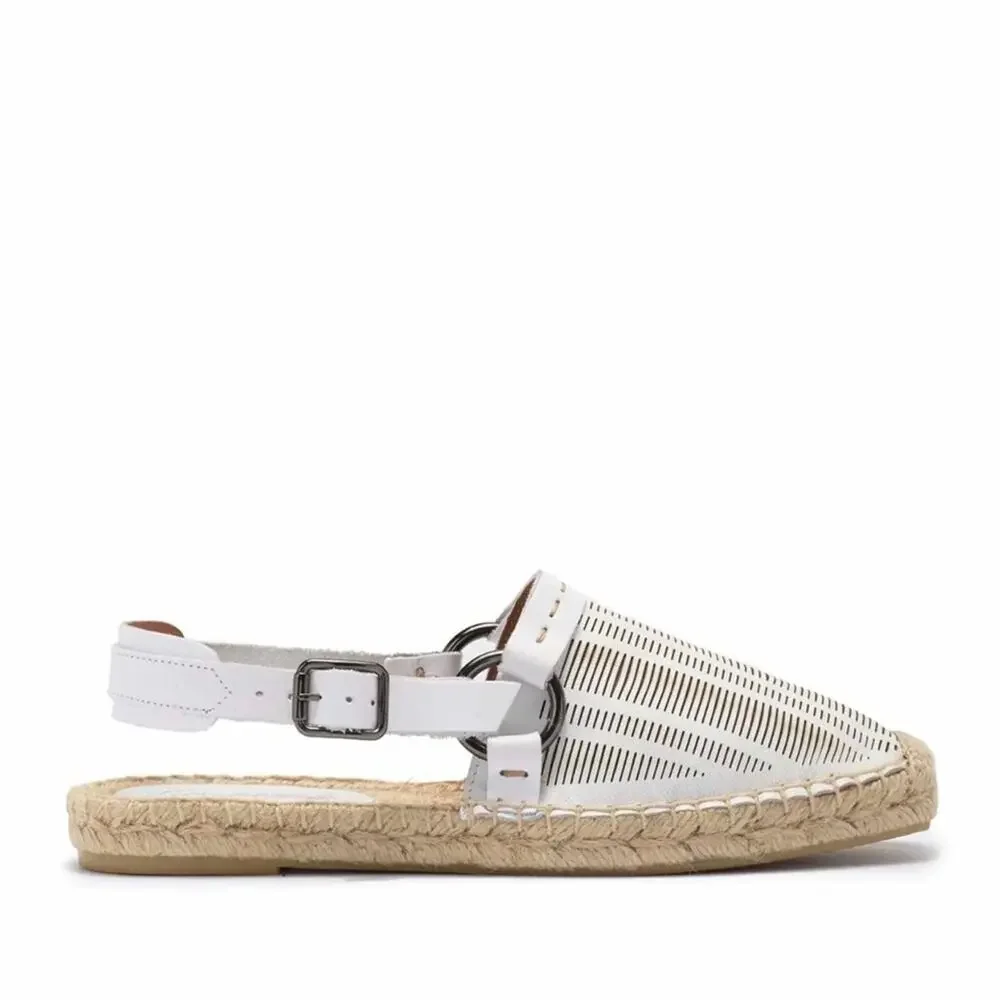 A609 • White Perforated Leather Slingback Espadrille Flats